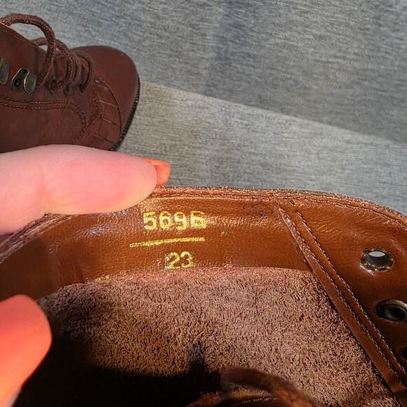 Vintage Womens The Leather Collection Brown Ankle Booties Sz 7 Y2K 90s - Picture 7 of 8